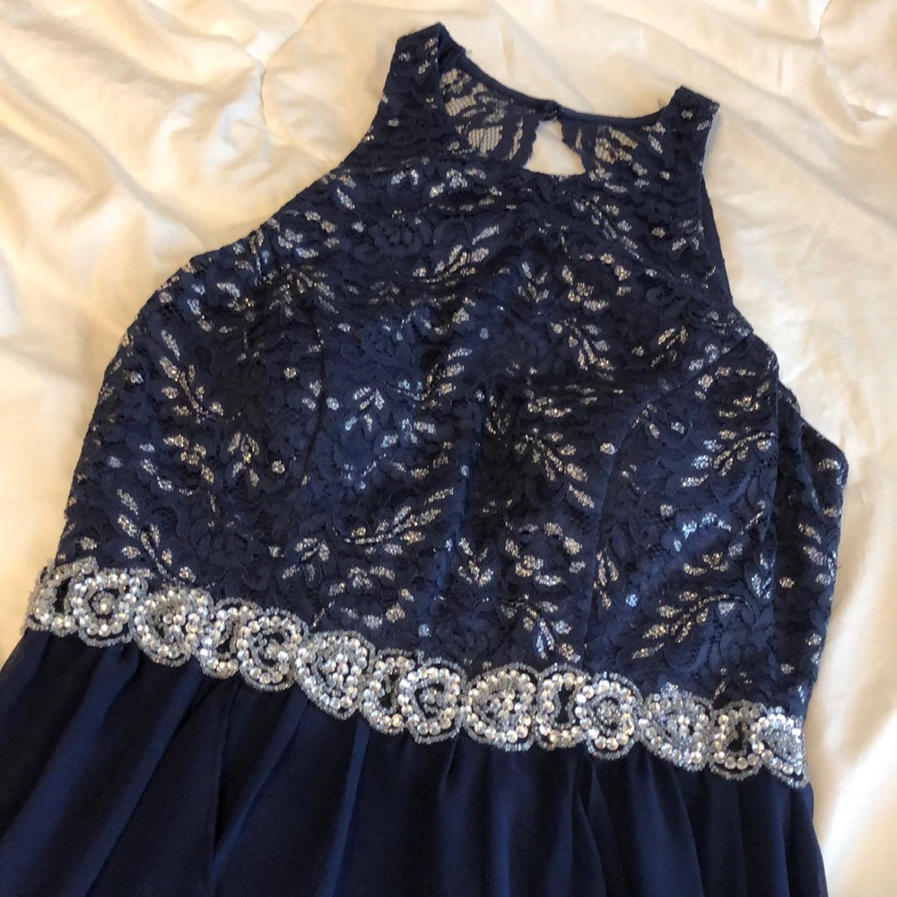 Blue high low formal dress